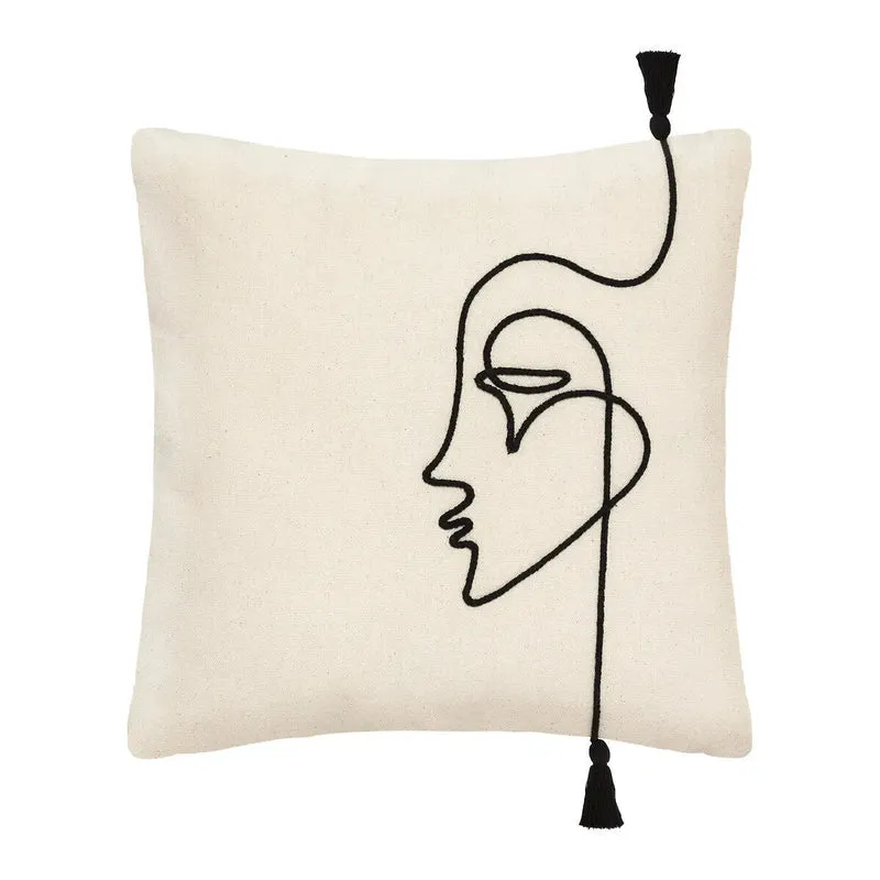 Housse de coussin Visage Blanc ivoire, 40x40 cm