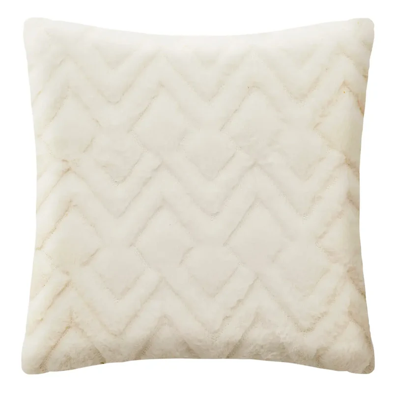 Coussin Mara, fausse fourrure Blanc, 45x45 cm