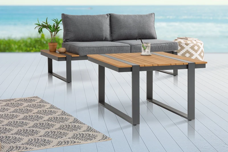 Table de jardin moderne TAMPA LOUNGE 80cm table de balcon extérieur en aluminium anthracite résistant aux intempéries