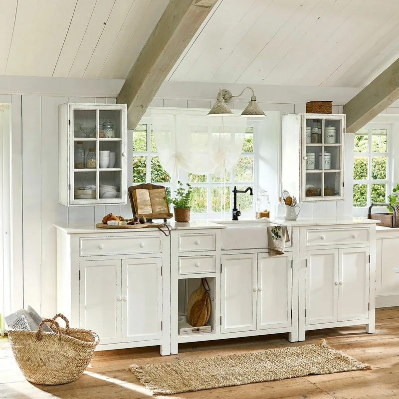 Lot 2 armoires suspendues LOBERON Piavo blanc vieilli