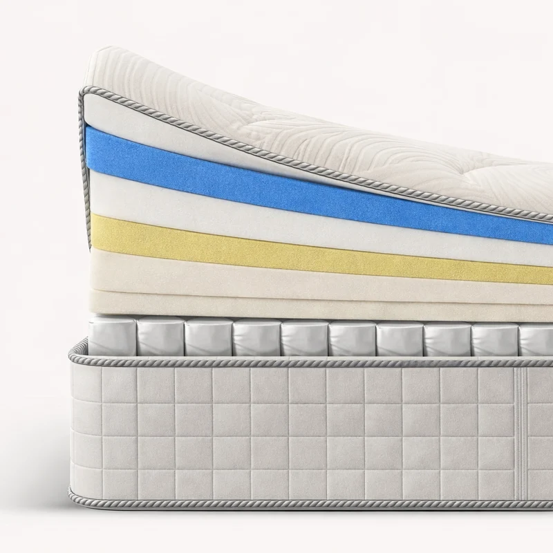 Serenitas - Matelas mémoire de forme, latex et ressorts ensachés surmatelas intégré