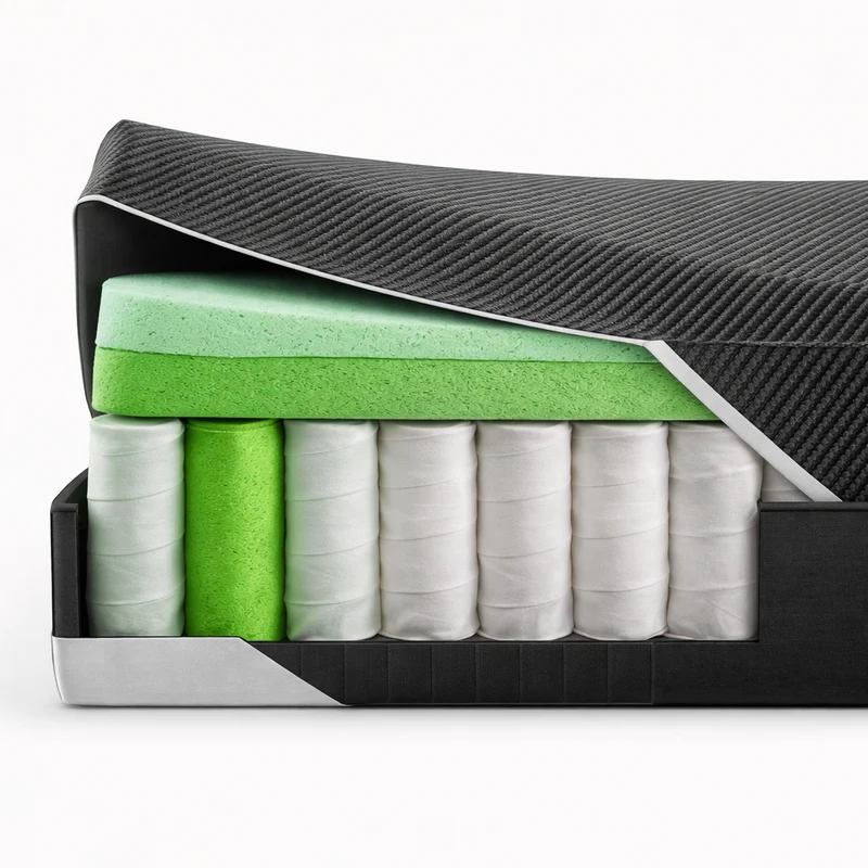 Obsidian - Matelas mémoire de forme bambou-charbon et ressorts ensachés