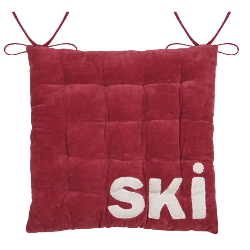 Galette de chaise Chamonix rouge "ski"