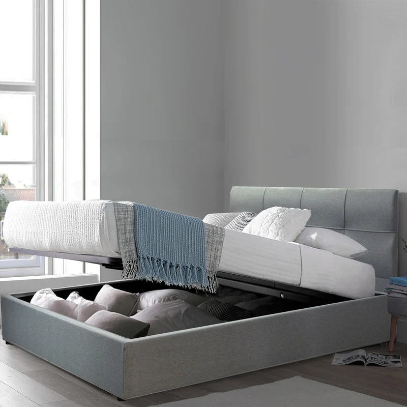 Lit coffre VariLuxe innovant - Tête de lit interchangeable : Tissu et grand coffre