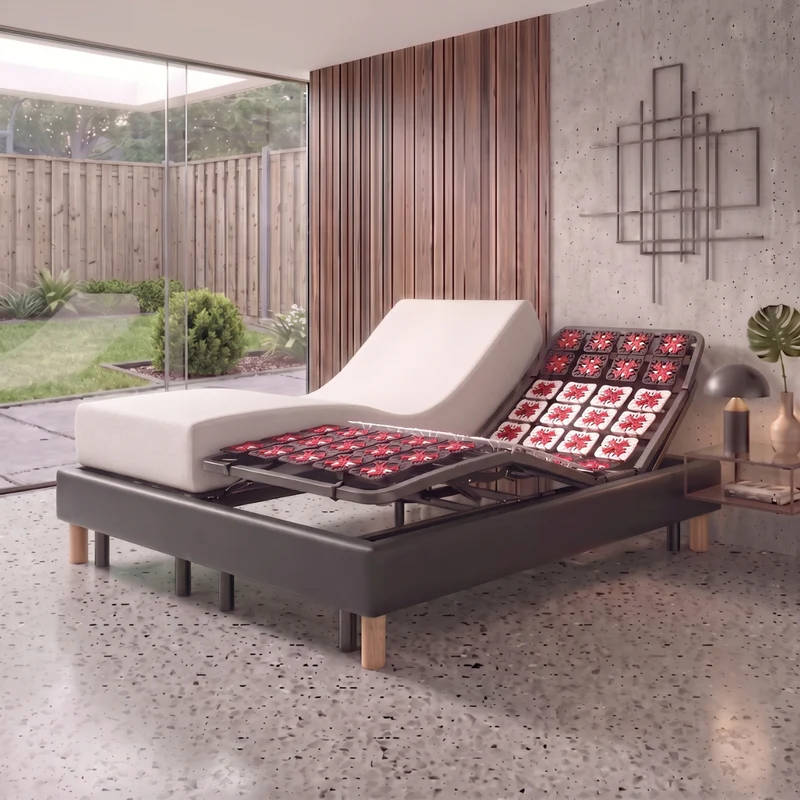Pack lit électrique orthopédique, simili cuir noir, matelas inclus - Collection Technoflex