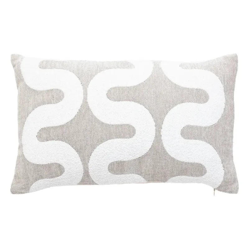 Housse de coussin Jeni, chenille Beige lin, 50x30 cm