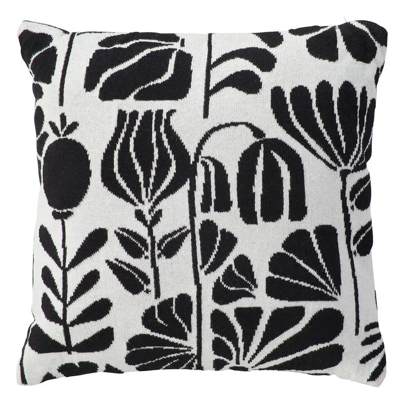 Coussin effet tricot Twisted Lime Noir & Blanc, 40x40 cm
