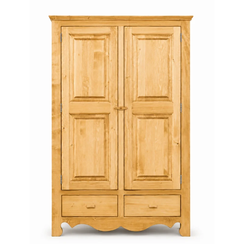 Armoire 2 portes, 2 tiroirs en épicéa massif huilé miel | OREGON