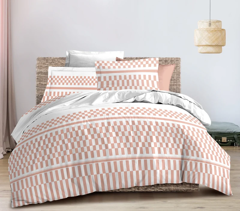 Parure de draps 4 pièces "Louna" drap housse 160 Casimir Peche