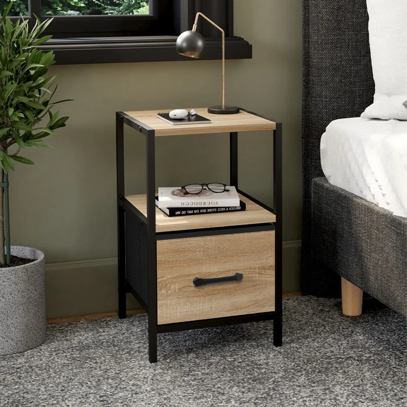 Lot de 2 tables de chevet IRIS – 1 tiroir + 1 niche