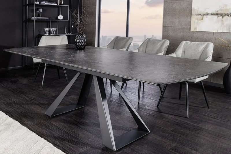 Table à manger extensible CONCORD 180-230cm céramique gris graphite métal noir