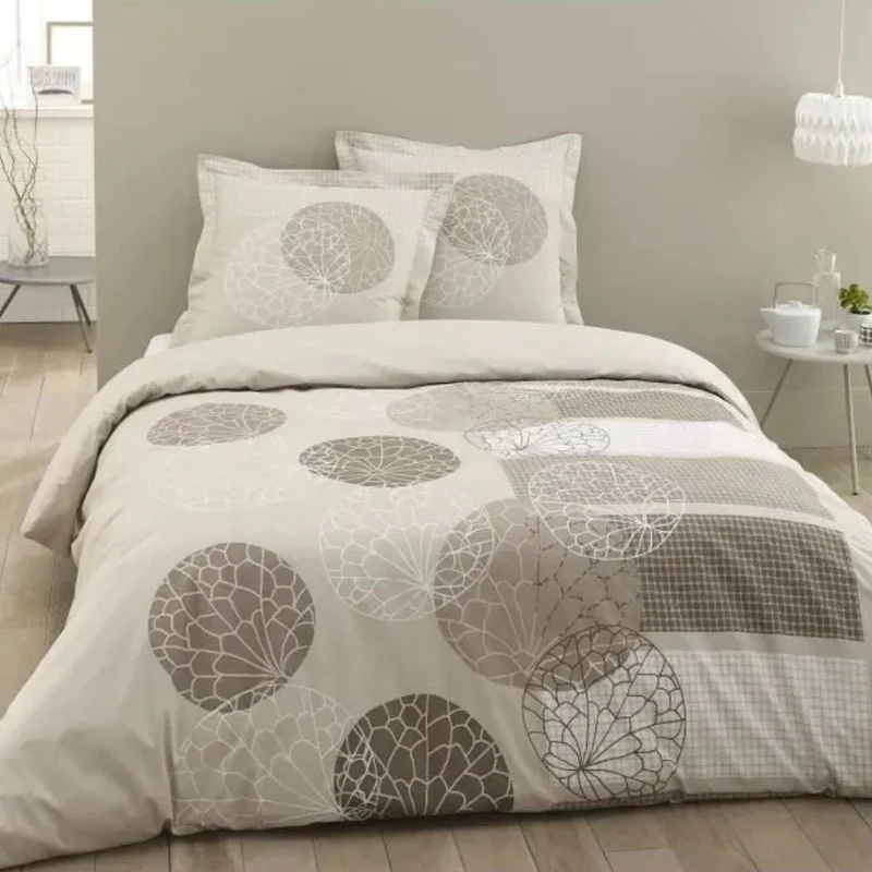 Parure de lit 2 personnes Adèle + 2 taies 65x65cm 100%coton