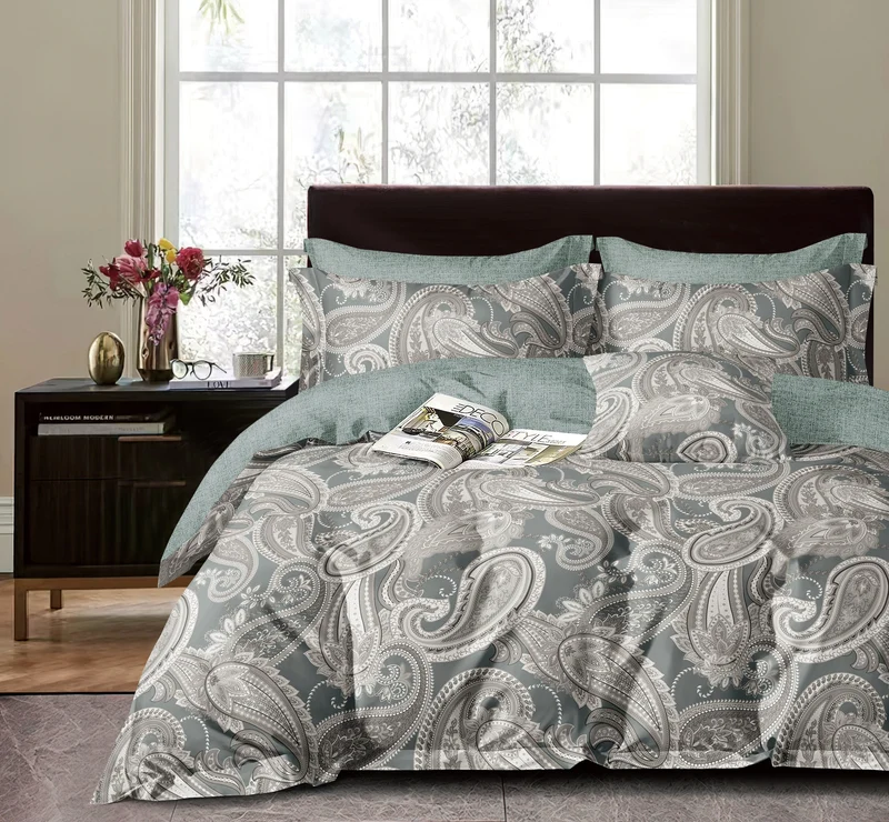 Parure de Couette "Imprimé Double Face" 240 x 220 cm + 2 Taies d'oreiller 65 x 65 cm