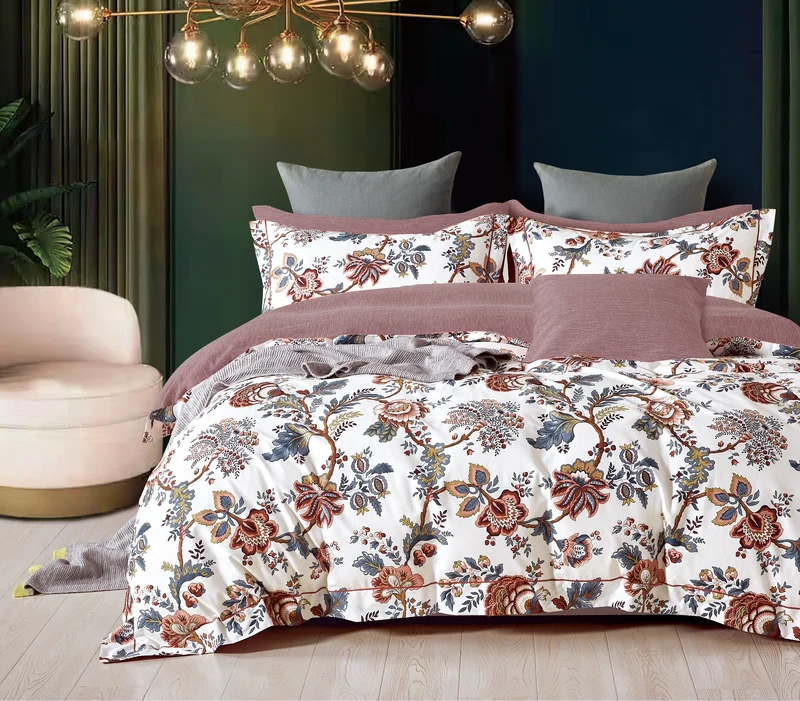 Parure de Couette "Imprimé Double Face" 240 x 220 cm + 2 Taies d'oreiller 65 x 65 cm