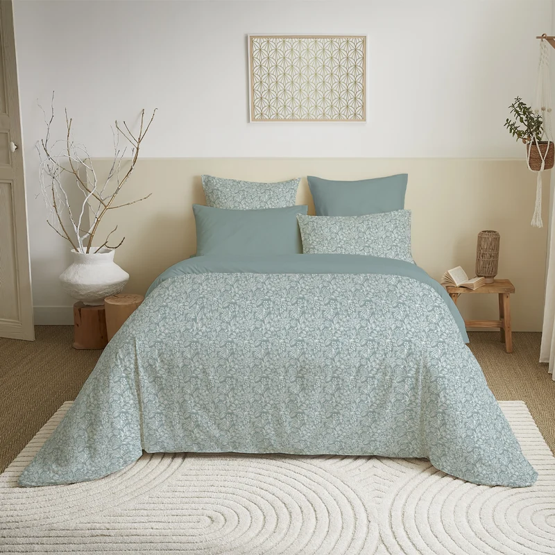 Pack 6 pièces Housse de couette Imprimé 220 x 240 cm - Drap housse 160 x 200 cm - 100% Coton 57 Fils
