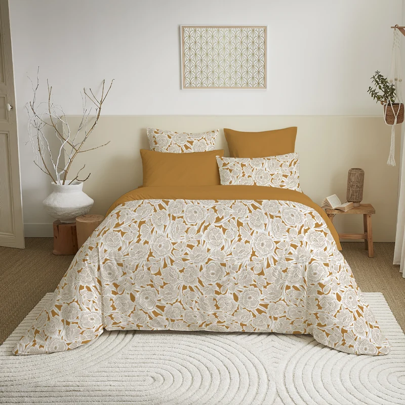 Pack4 Pièces Housse de couette Imprimé 140 x 200 cm - Drap housse 90 x 190 cm - 100% Coton 57 Fils