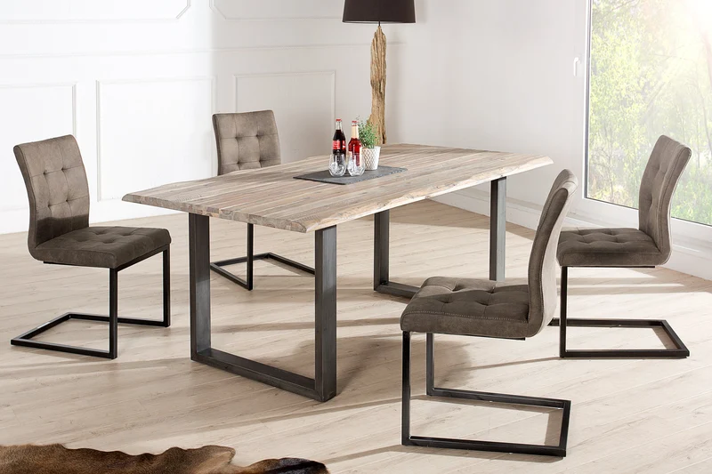Lot de 2x chaises cantilever design OXFORD structure en fer taupe antique