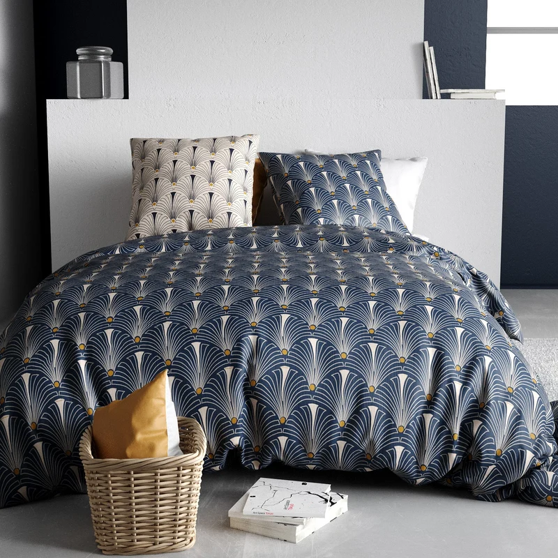 Parure de lit 100% coton 57 fils Paon