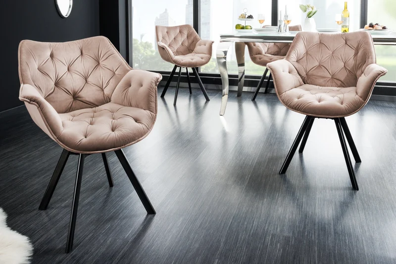 Fauteuil pivotant THE DUTCH COMFORT en velours grège avec accoudoirs Design moderne