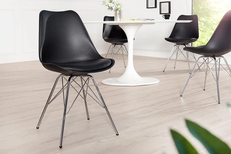 Lot de 2x chaises rétro SCANDINAVIA MEISTERSTÜCK structure chromée noire