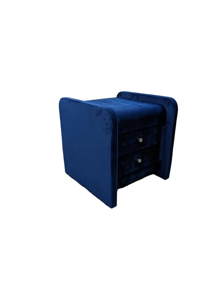 CHEVET EDGAR VELOURS BLEU 48X48X50cm