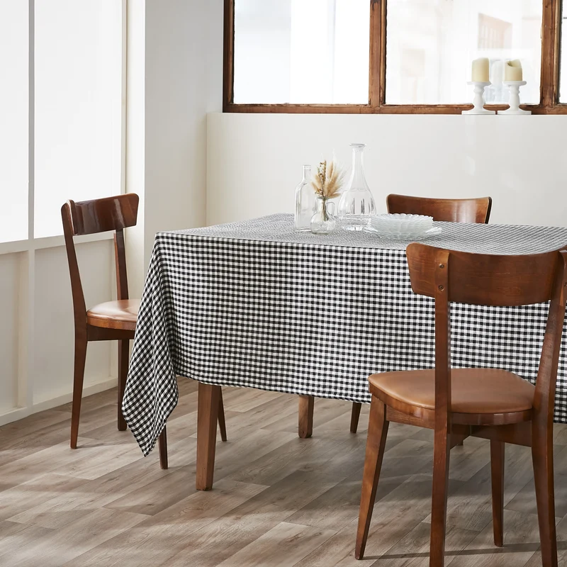 Nappe rectangle 150 x 250 cm Gaze de coton tissée teinte VICKIE Truffe