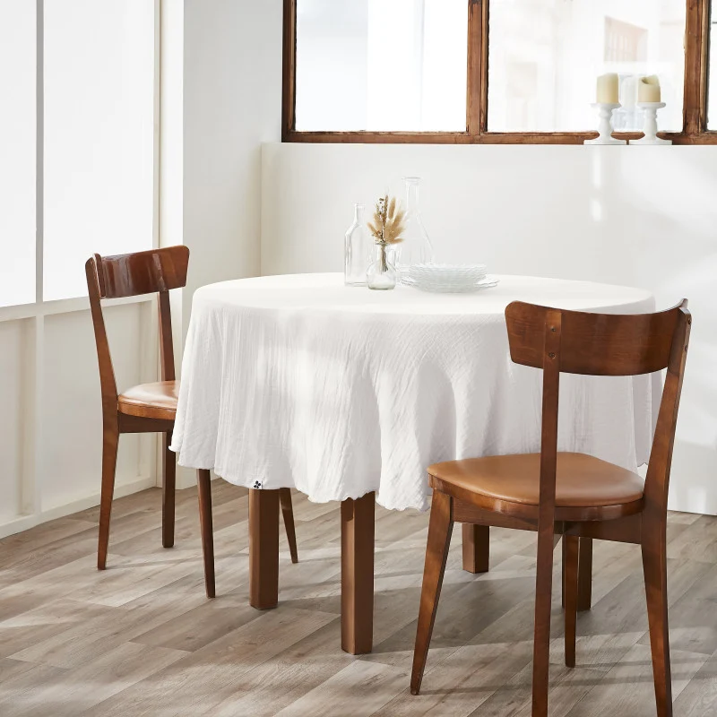 Nappe ronde (0) 180 cm Gaze de coton unie GAÏA Chantilly