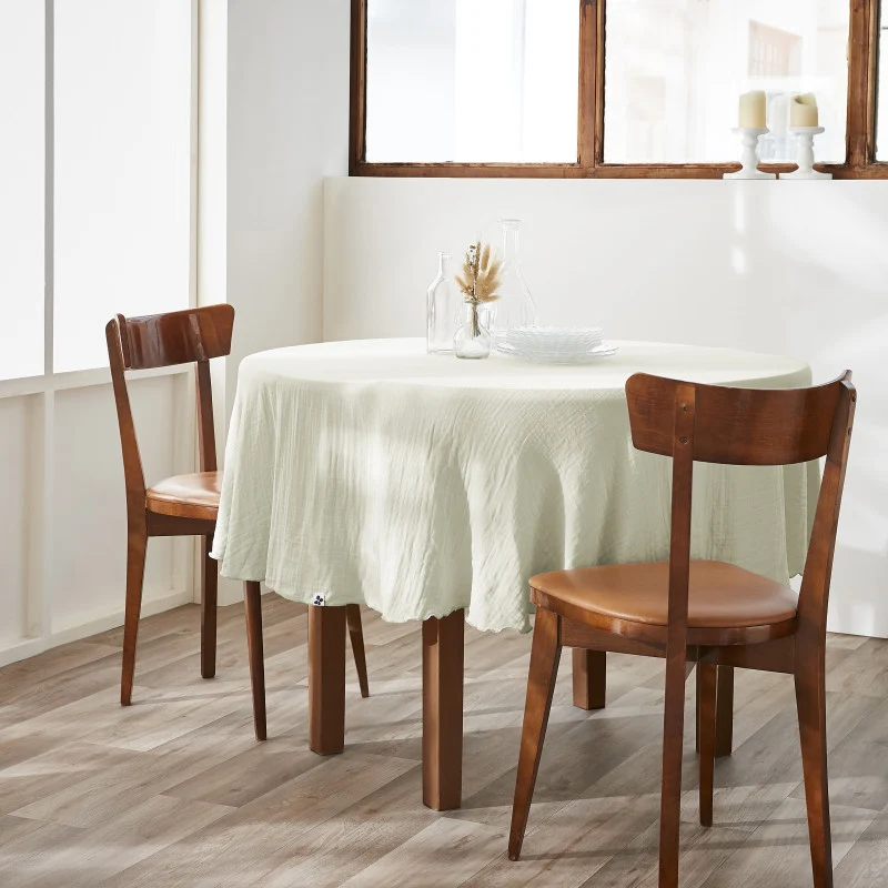 Nappe ronde (0) 180 cm Gaze de coton unie GAÏA Vert d'eau