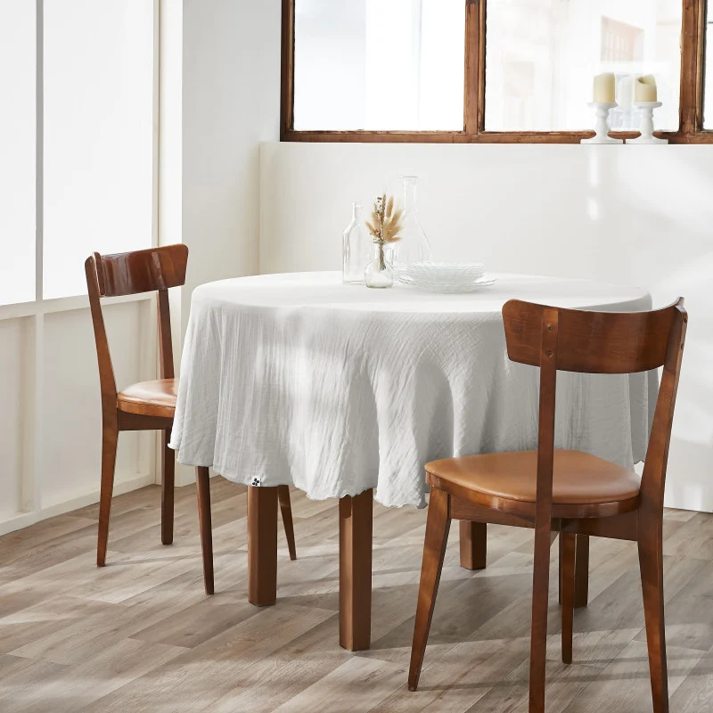 Nappe ronde (0) 180 cm Gaze de coton unie GAÏA Nuage