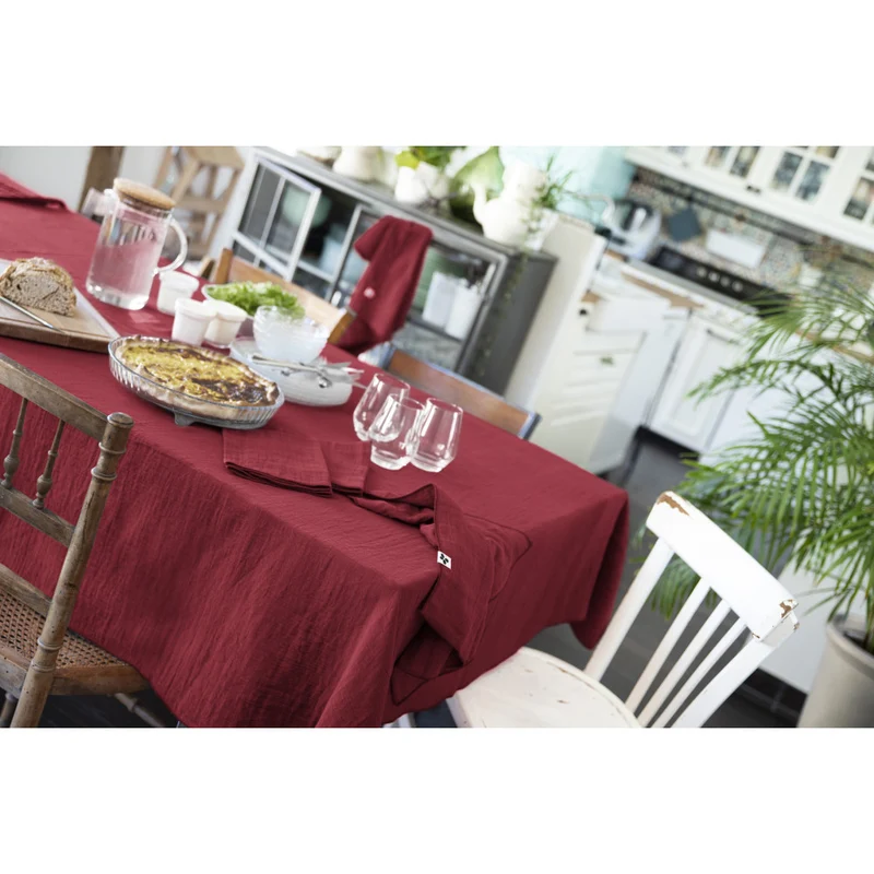 Nappe rectangle 150 x 350 cm GAÏA Lie de vin