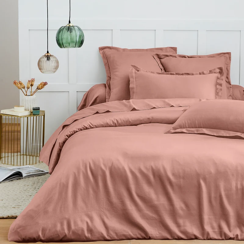 Housse de couette 100% Coton 260 x 240 cm Vieux Rose