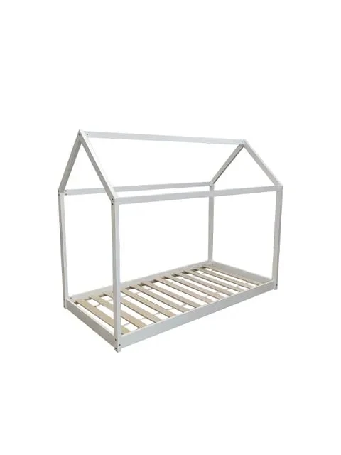 LIT CABANE EN BOIS BLANC 90x190 cm