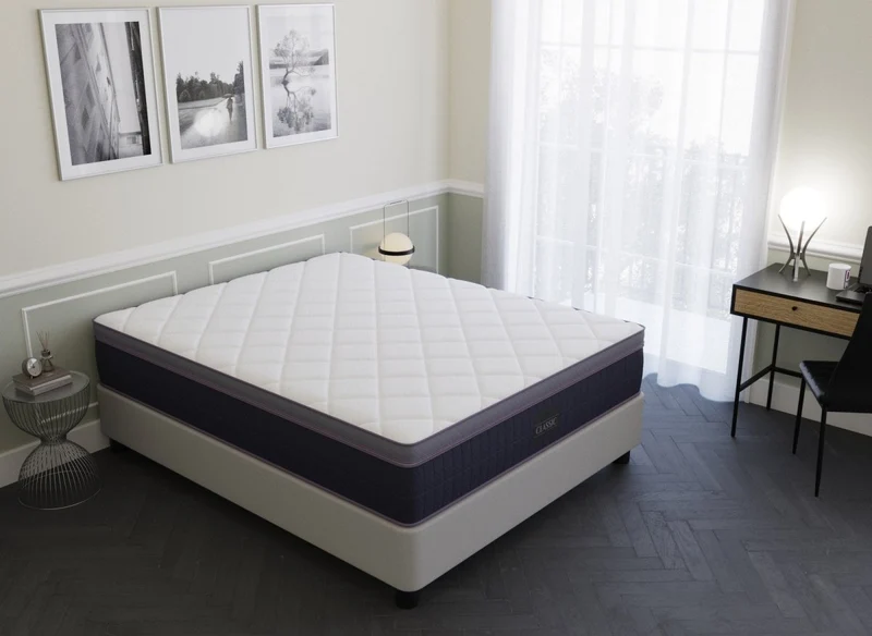 Matelas hybride CLASSIC 160 x 200 cm ressorts ensachés et mémoire de forme épaisseur 31 cm