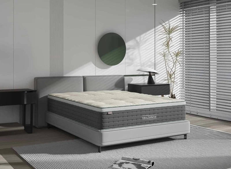 Matelas hybride NATURAL 180 x 200 cm ressorts ensachés et soie épaisseur 29 cm