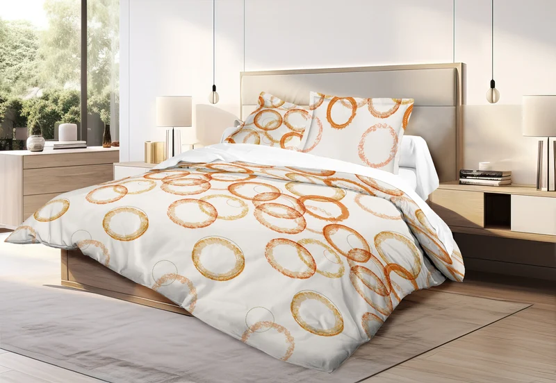Parure de couette 3 pièces "Louna" 240 x 220 cm Circle Orange