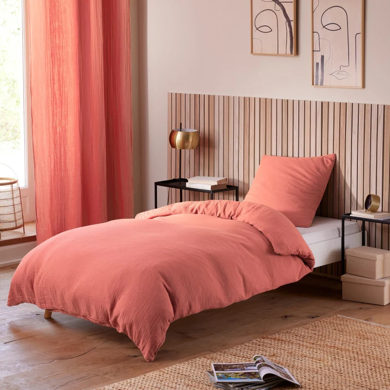 Pack 3 pièces Parure de Draps - Dh 90 Gaze de Coton Blush