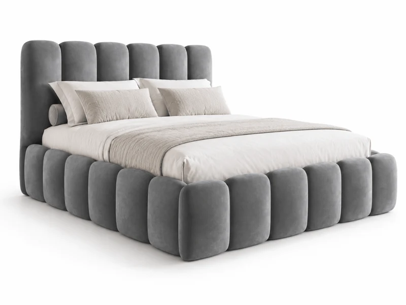 Lit coffre design avec tête de lit matelassée - JADE