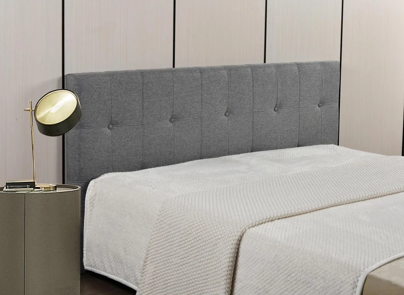 Tête de lit capitonnée en tissu gris 160 cm DOMICE