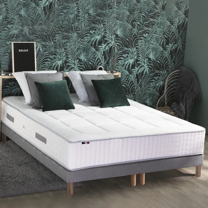 Ensemble matelas 30cm 160X200 cm Ressort 7 zones + sommier + oreiller + couette - FABRICATION FRANCAISE