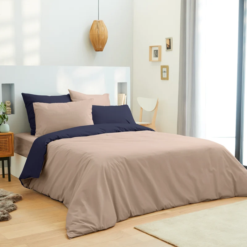 Pack 6 pièces Housse de couette 240 x 260 cm - Drap housse 180 x 200 cm - 100% Coton 57 Fils