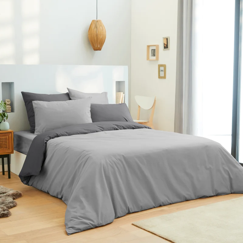 Pack 6 pièces Housse de couette 220 x 240 cm - Drap housse 140 x 190 cm - 100% Coton 57 Fils