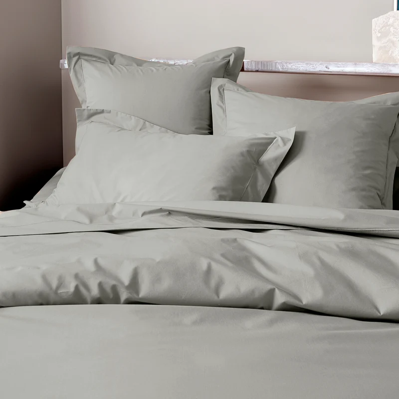 Housse de couette Percale 140 x 200 cm Pur Coton Peigné Longues Fibres 80 Fils/cm² Perle