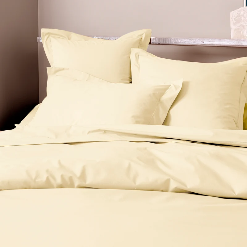 Housse de couette Percale 140 x 200 cm Pur Coton Peigné Longues Fibres 80 Fils/cm² Ivoire