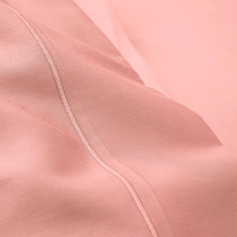 Drap Plat Percale 180 x 290 cm Pur Coton Peigné Longues Fibres 80 Fils/cm² Rose Poudré