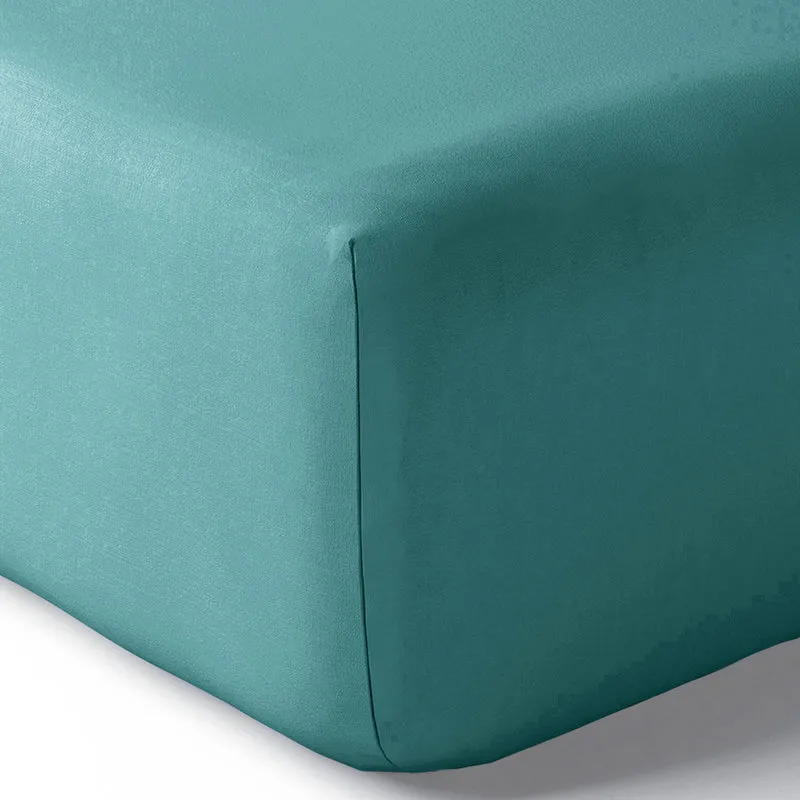 Drap housse Percale 180 x 200 cm Pur Coton Peigné Longues Fibres 80 Fils/cm² Paon